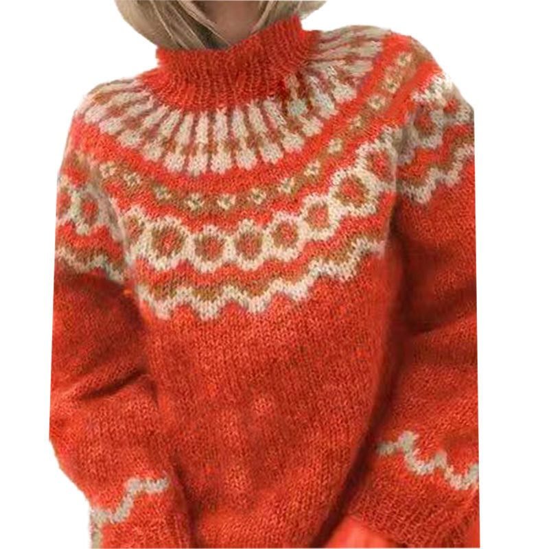 Women's Fair Isle Turtleneck Sweater | Fitted Wool Knit Detail