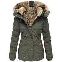 Women's Faux Fur Hood Padded Parka | Wool-Cotton Winter Side