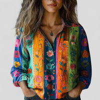 Women's Floral Button Down Shirt | Three-Quarter Sleeve Hero