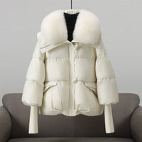 Women's Fur Collar Long Puffer Jacket | Extended Length Front