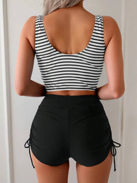 Women's High Waisted Tankini Set | Cross-Wrap Top Detail