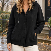 Women's Hooded Cardigan Sweater | Drawcord Knit Layer Hero