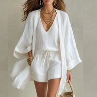 Women's Kimono Linen 3 Piece Co-ord Set | Relaxed Fit Hero