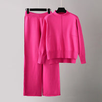Women's Knit Comfort Set | Turtleneck Sweater Wide-Leg Pants Side