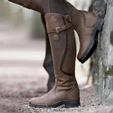 Women's Leather Knee High Riding Boots | Buckle Strap