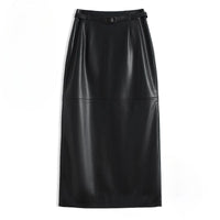 Women's Leather Pencil Skirt | Front Slit Belted Fit Back