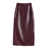 Women's Leather Pencil Skirt | Front Slit Belted Fit