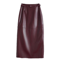 Women's Leather Pencil Skirt | Front Slit Belted Fit Hero