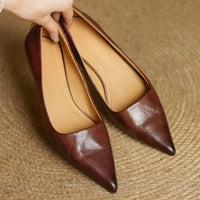 Women's Leather Pointed Toe Pumps | Slip-On Front