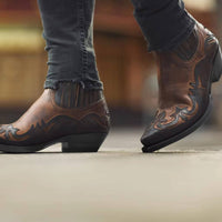 Women's Leather Western Ankle Boots | Ornate Stitching Full