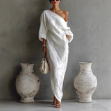 Women's Linen One Shoulder Dress | Asymmetric Hem