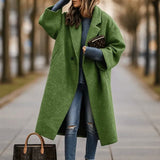 Manteau long pour femme à col large | Coupe droite à revers