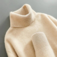 Women's Merino Wool Turtleneck Sweater | Relaxed Everyday Knit Close Up