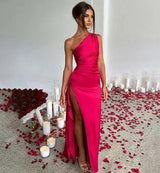 Women's One-Shoulder Elegant Wedding Guest Maxi Dress