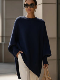 Women's Oversized Asymmetrical Merino Wool Sweater | Draped Knit Lifestyle