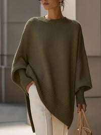 Women's Oversized Asymmetrical Merino Wool Sweater | Draped Knit View 11