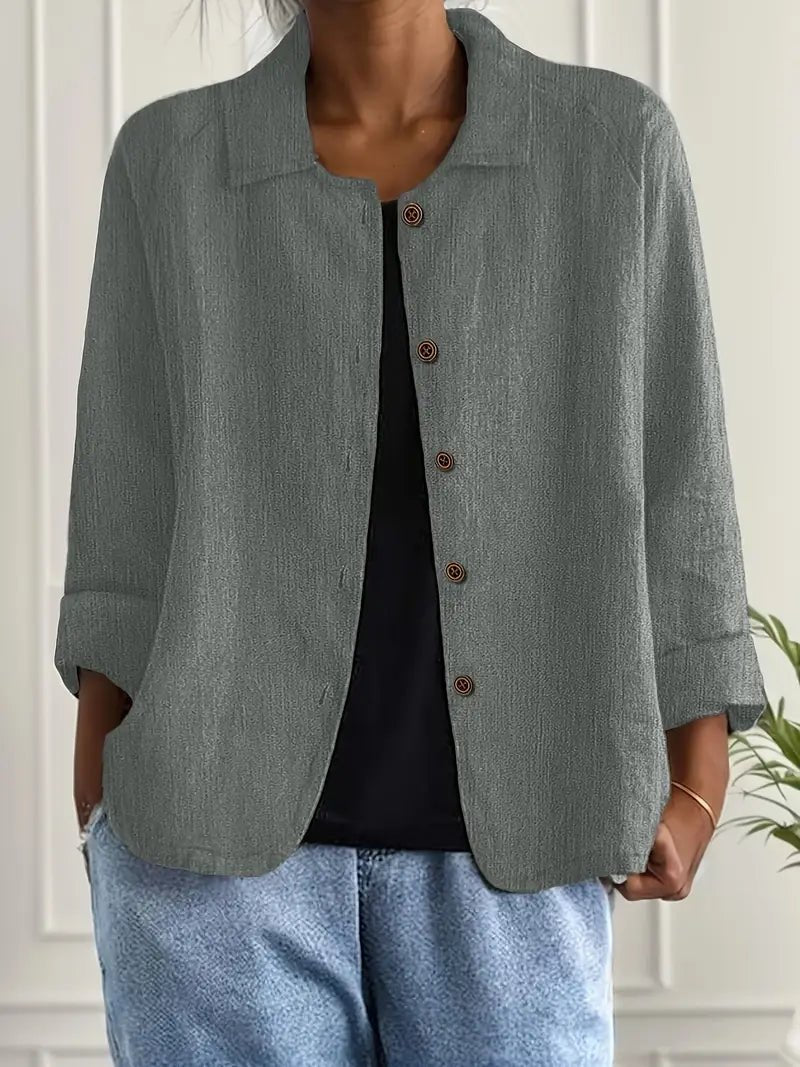 Women's Oversized Button Front Blazer | Relaxed Tailored Jacket Back
