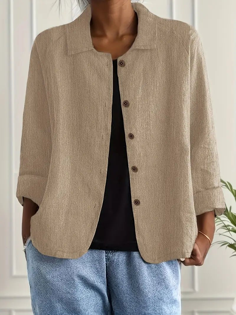 Women's Oversized Button Front Blazer | Relaxed Tailored Jacket Detail
