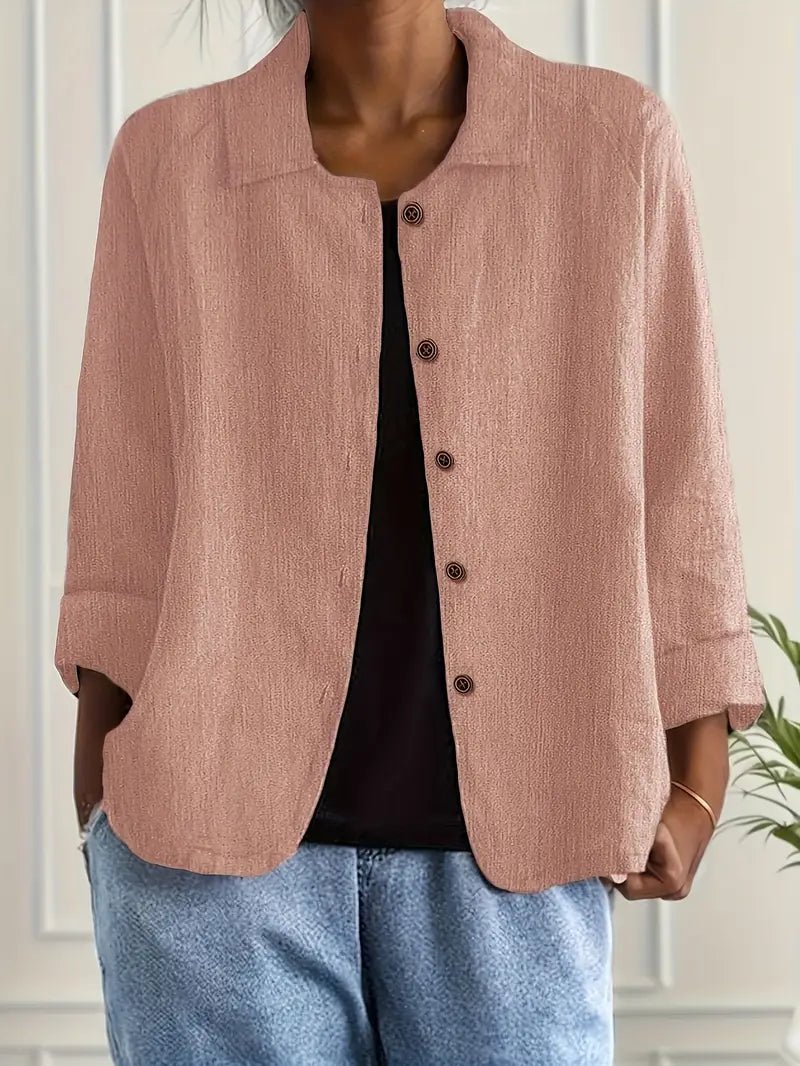 Women's Oversized Button Front Blazer | Relaxed Tailored Jacket Front