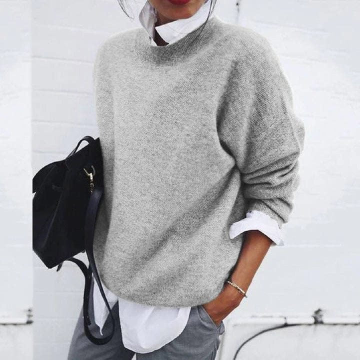 Women's Oversized Crew Neck Sweater | Relaxed Knit Layer Front