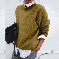 Women's Oversized Crew Neck Sweater | Relaxed Knit Layer Side