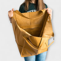 Women's Oversized Leather Weekender Bag | Structured Carry Alternate