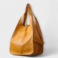 Women's Oversized Leather Weekender Bag | Structured Carry Front