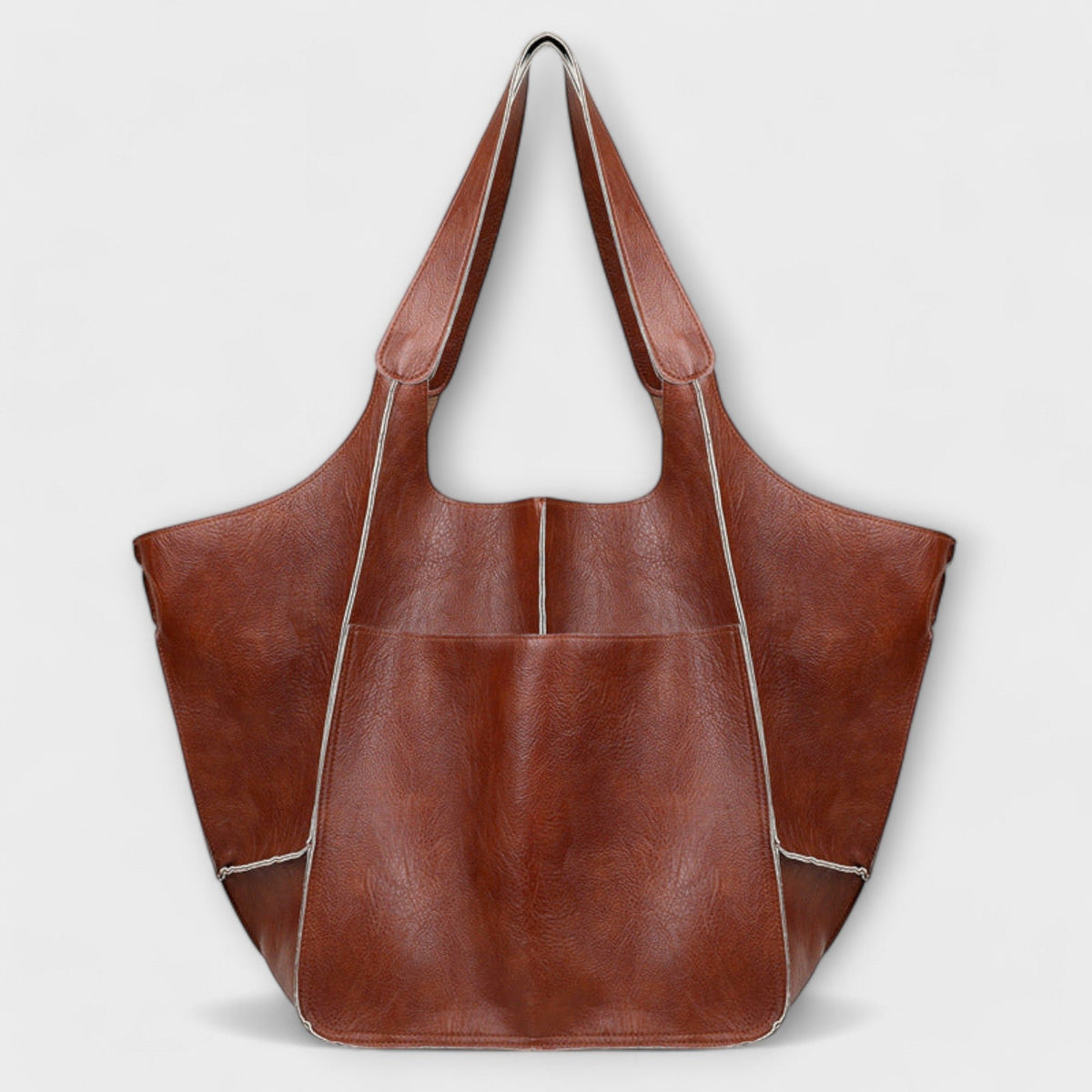 Women's Oversized Leather Weekender Bag | Structured Carry View 13