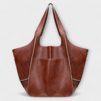 Women's Oversized Leather Weekender Bag | Structured Carry View 13