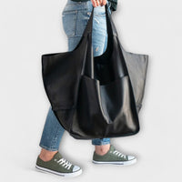 Women's Oversized Leather Weekender Bag | Structured Carry View 17