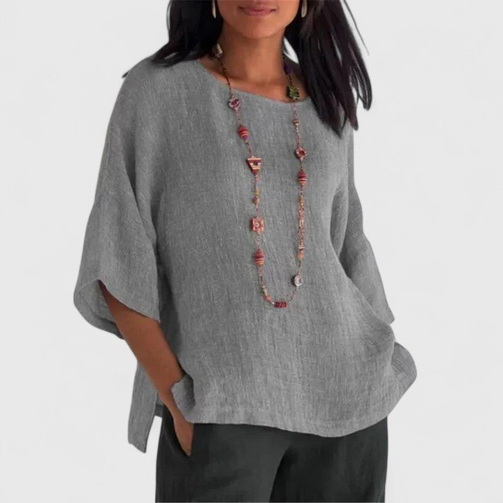 Women's Oversized Linen Blouse | Hip Length Relaxed Fit Hero