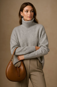 Women's Oversized Roll Neck Sweater | Relaxed Knit Pullover Detail