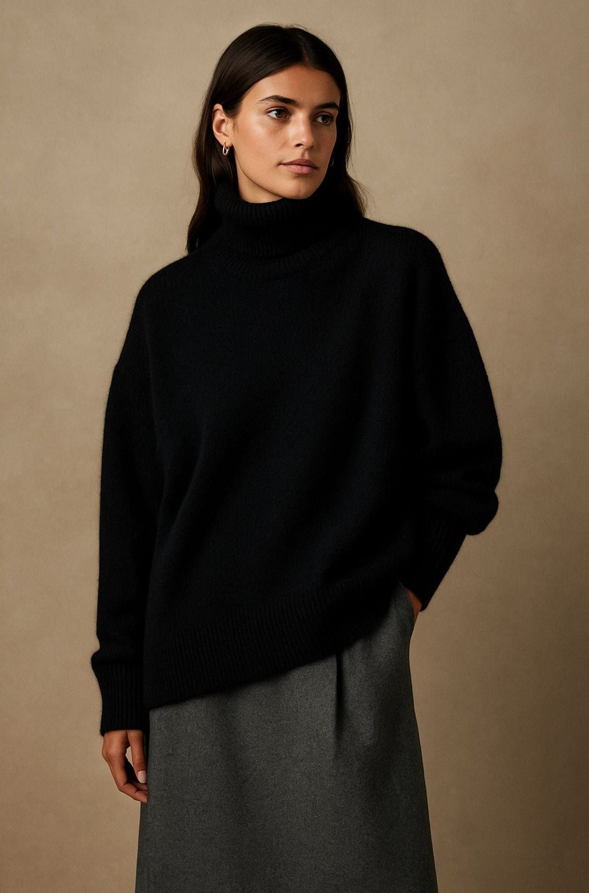 Women's Oversized Roll Neck Sweater | Relaxed Knit Pullover Hero