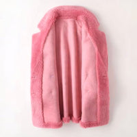 Women's Oversized Shearling Coat | Double-Breasted Lapel Back