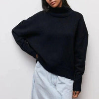Women's Oversized Turtleneck Sweater | Cape Back Knit Lifestyle