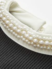 Women's Pearl Trim Contrast Sweater | Slim Fit Knit Back