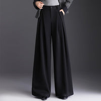 Women's Pleated Wide Leg Pants | Wool-Blend Tailored Fit Back