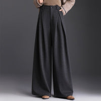 Women's Pleated Wide Leg Pants | Wool-Blend Tailored Fit Side