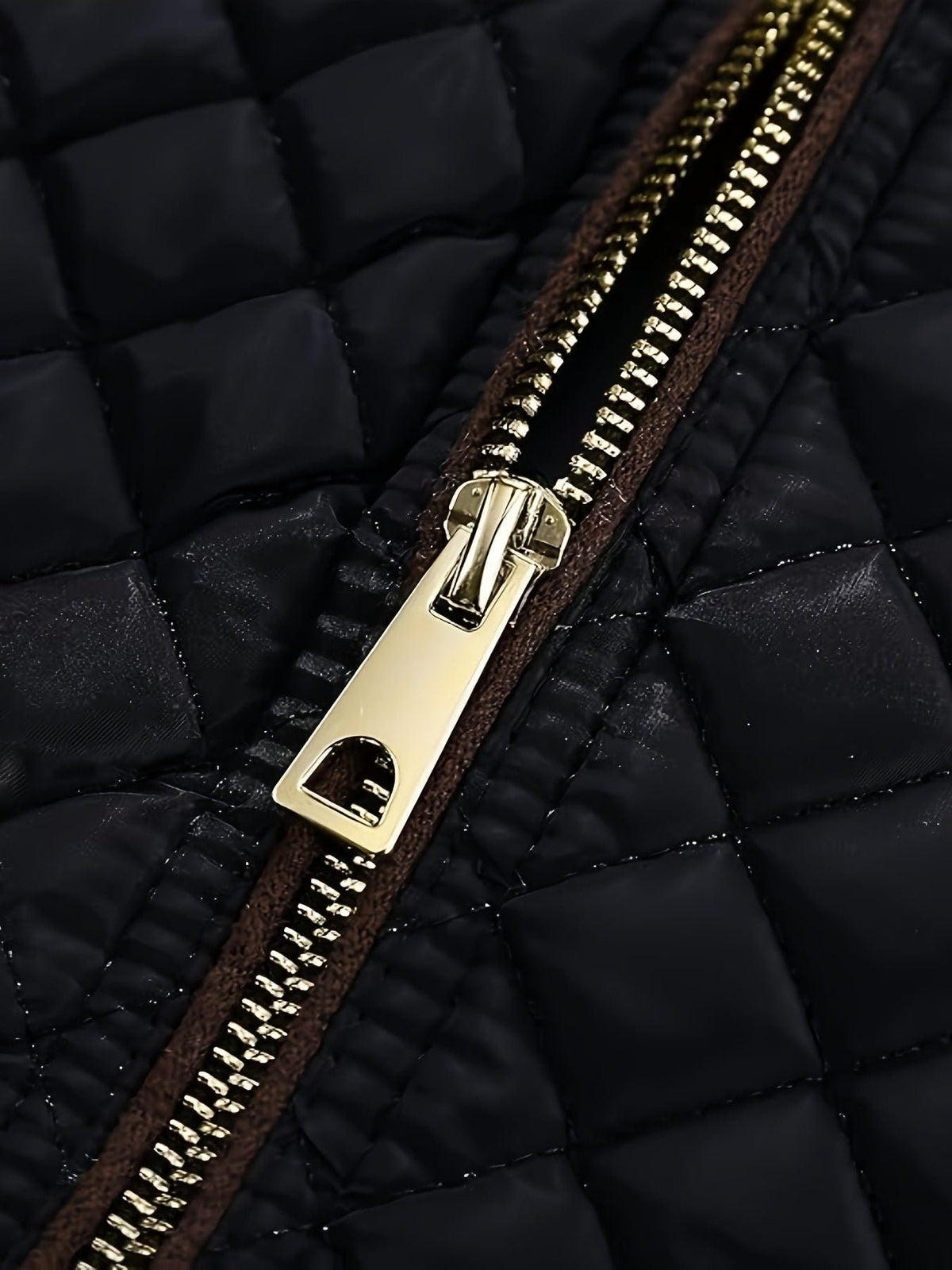 Women's Quilted Zip Up Jacket | Stand Collar Hip Length Back