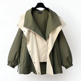 Coupe-vent réversible pour femme avec col | Taille à cordon de serrage, coupe d’extérieur
