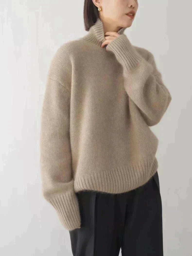Women's Roll Neck Sweater | Cozy Ribbed Knit Back