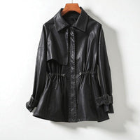 Women's Sheepskin Leather Jacket | Cinched Waist Zip Front Hero