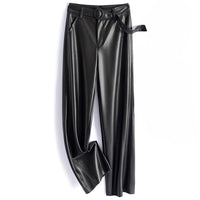 Women's Sheepskin Leather Pants | O-Ring Belt Straight Leg Hero