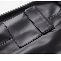 Women's Sheepskin Leather Skirt | Perforated Panel Asymmetric Angle
