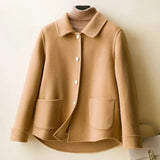 Manteau court en laine pour femme | Col Claudine et bas évasé