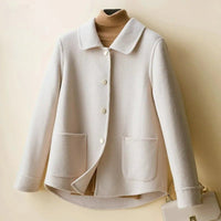 Women's Short Wool Coat | Doll Collar Flared Hem Side
