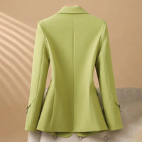 Women's Single-Breasted Blazer | Peplum Hem Tailored Fit Front