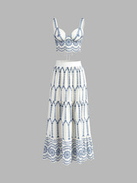 Women's Sleeveless Tie Back Skirt Set | Printed Hero