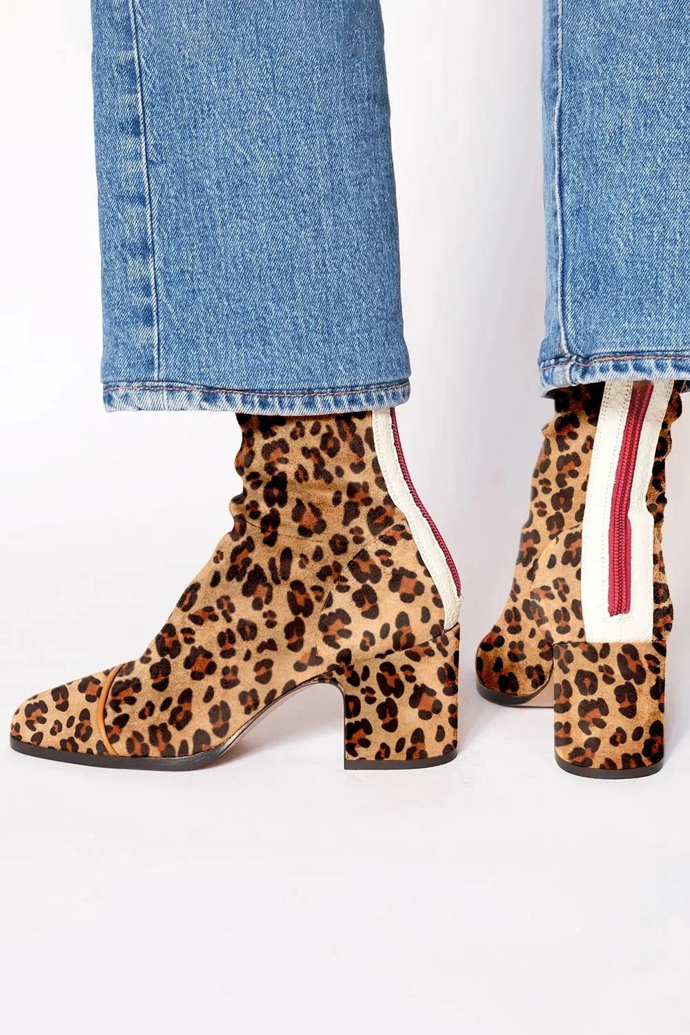 Women's Square Toe Block Heel Boots | Suede Ankle Back