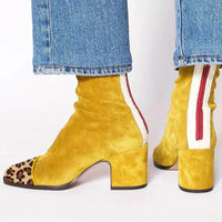 Women's Square Toe Block Heel Boots | Suede Ankle Hero